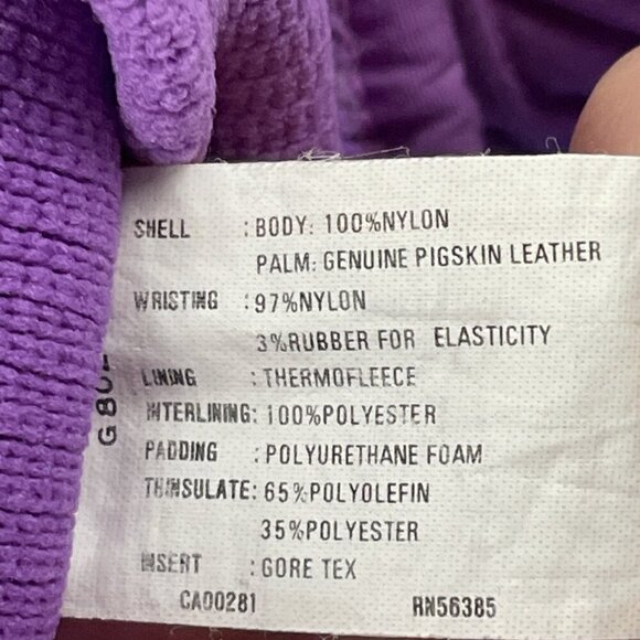 Gordini Gore-Tex Winter Gloves Women’s L Purple Nylon Pigskin Leather Palms - Picture 7 of 9